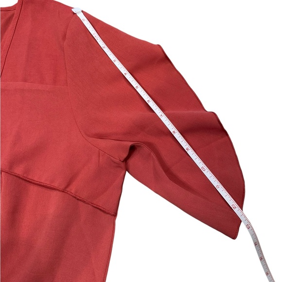 Rust Asymmetrical Swoop Collar Blouse - Picture 10 of 11